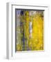 Grey And Yellow Abstract Art Painting-T30Gallery-Framed Art Print