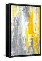 Grey and Yellow Abstract Art Painting-T30Gallery-Framed Stretched Canvas