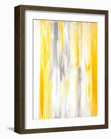 Grey and Yellow Abstract Art Painting-T30Gallery-Framed Art Print