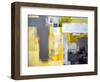 Grey And Yellow Abstract Art Painting-T30Gallery-Framed Art Print