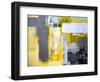 Grey And Yellow Abstract Art Painting-T30Gallery-Framed Art Print