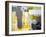 Grey And Yellow Abstract Art Painting-T30Gallery-Framed Art Print