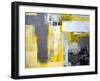 Grey And Yellow Abstract Art Painting-T30Gallery-Framed Art Print