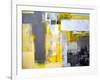 Grey And Yellow Abstract Art Painting-T30Gallery-Framed Art Print