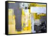 Grey And Yellow Abstract Art Painting-T30Gallery-Framed Stretched Canvas