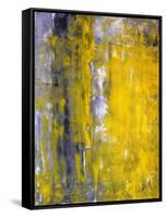 Grey And Yellow Abstract Art Painting-T30Gallery-Framed Stretched Canvas