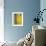 Grey And Yellow Abstract Art Painting-T30Gallery-Framed Art Print displayed on a wall