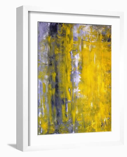 Grey And Yellow Abstract Art Painting-T30Gallery-Framed Art Print