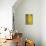 Grey And Yellow Abstract Art Painting-T30Gallery-Stretched Canvas displayed on a wall