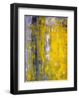 Grey And Yellow Abstract Art Painting-T30Gallery-Framed Art Print