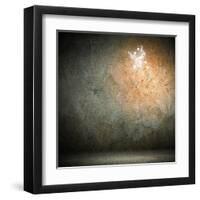 Grey Background Image With Music Note Symbols-Sergey Nivens-Framed Art Print