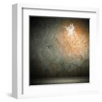 Grey Background Image With Music Note Symbols-Sergey Nivens-Framed Art Print