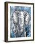 Grey Blue Elephant-OnRei-Framed Art Print