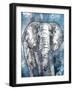 Grey Blue Elephant-OnRei-Framed Art Print