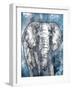 Grey Blue Elephant-OnRei-Framed Art Print