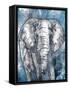 Grey Blue Elephant-OnRei-Framed Stretched Canvas