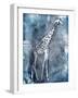 Grey Blue Giraffe-OnRei-Framed Art Print