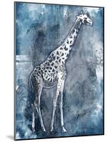 Grey Blue Giraffe-OnRei-Mounted Art Print