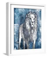 Grey Blue Lion-OnRei-Framed Art Print