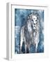 Grey Blue Lion-OnRei-Framed Art Print