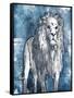 Grey Blue Lion-OnRei-Framed Stretched Canvas