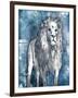 Grey Blue Lion-OnRei-Framed Art Print