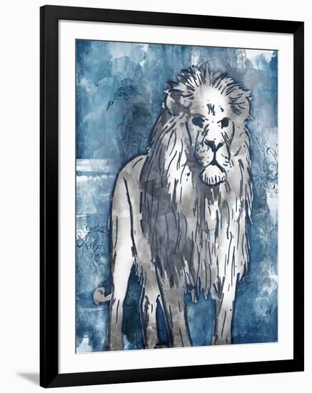 Grey Blue Lion-OnRei-Framed Art Print