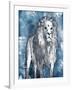 Grey Blue Lion-OnRei-Framed Art Print