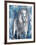 Grey Blue Lion-OnRei-Framed Art Print