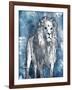 Grey Blue Lion-OnRei-Framed Art Print