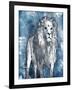 Grey Blue Lion-OnRei-Framed Art Print