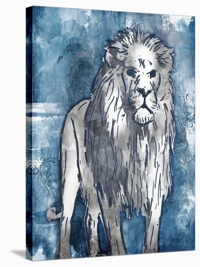 Grey Blue Lion-OnRei-Stretched Canvas