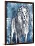 Grey Blue Lion-OnRei-Framed Art Print