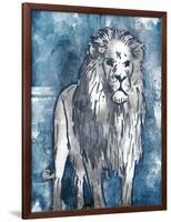 Grey Blue Lion-OnRei-Framed Art Print