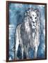 Grey Blue Lion-OnRei-Framed Art Print