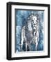 Grey Blue Lion-OnRei-Framed Art Print