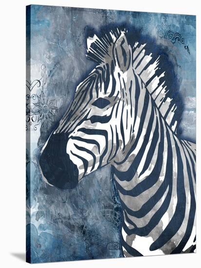 Grey Blue Zebra-OnRei-Stretched Canvas