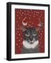 Grey Cat and Robins-Fab Funky-Framed Art Print