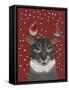 Grey Cat and Robins-Fab Funky-Framed Stretched Canvas