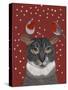 Grey Cat and Robins-Fab Funky-Stretched Canvas