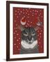 Grey Cat and Robins-Fab Funky-Framed Art Print