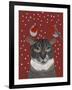 Grey Cat and Robins-Fab Funky-Framed Art Print