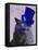 Grey Cat with Blue Top Hat and Moustache-Fab Funky-Framed Stretched Canvas