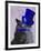 Grey Cat with Blue Top Hat and Moustache-Fab Funky-Framed Art Print