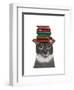 Grey Cat with Books on Head-Fab Funky-Framed Art Print