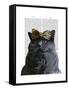 Grey Cat with Leopard Bow-Fab Funky-Framed Stretched Canvas