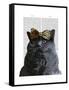 Grey Cat with Leopard Bow-Fab Funky-Framed Stretched Canvas