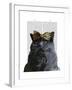 Grey Cat with Leopard Bow-Fab Funky-Framed Art Print