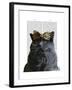 Grey Cat with Leopard Bow-Fab Funky-Framed Art Print