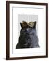 Grey Cat with Leopard Bow-Fab Funky-Framed Art Print